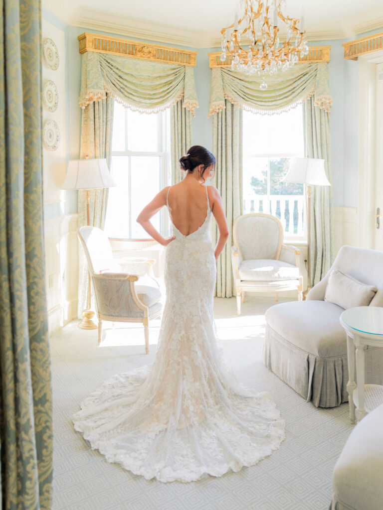 chanler bride getting ready in bridal suite